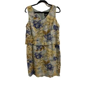 Positive Attitude Size 14 P Petite Dress Linen Blend Sleeveless Lined